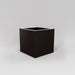 Montroy Cube Fiberglass Planter in matte charcoal against gray background.