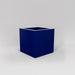 Montroy Cube Fiberglass Planter in matte cobalt blue against gray background.