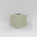 Montroy Cube Fiberglass Planter in satin beige against gray background.