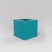 Montroy Cube Fiberglass Planter in satin seafoam green against gray background.