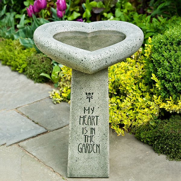 My Heart is in the Garden Birdbath on concrete in the backyard