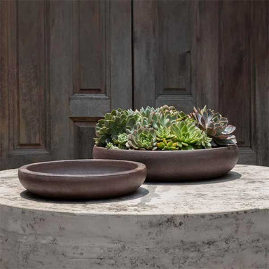 Nico Bowl - Earthenware - S/2 on concrete filled with plants