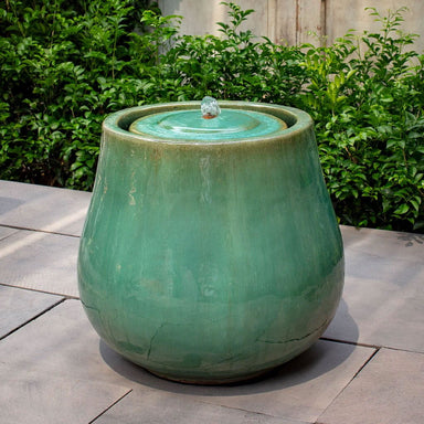 Nimbus Fountain - Sea Green on concrete in action.