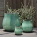 Nimbus Planter - Sea Green - S/3 on concrete in the backyard