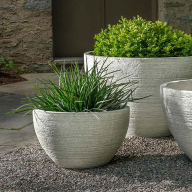 Nori Bowl Planter, Small on gravel filled with plants.