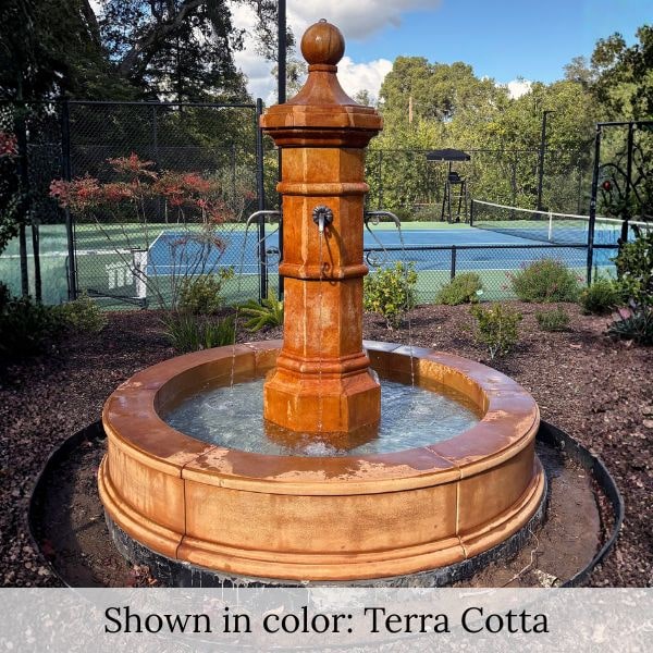 Octavia Column Fountain with Easy Pond in the backyard.
