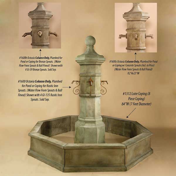 Octavia Column Only Plumbed with Loire Pond against brown background.