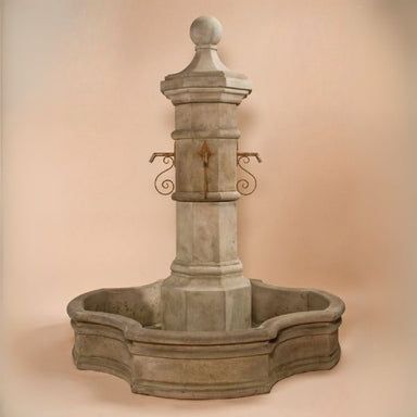 Octavia Pond Fountain with 70" Monaco Pond against brown background.