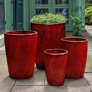 Ojai Planter - Barolo - S/4 on concrete filled with plants