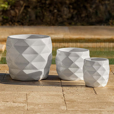 Origami Planter - Coco - S/3 on concrete near swimming pool