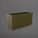 Panama Tapered Rectangle Planter in matte bronze against gray background.