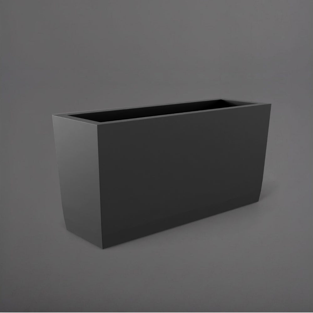 Panama Tapered Rectangle Planter in matte charcoal against gray background.