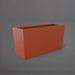 Panama Tapered Rectangle Planter in matte terra cotta against gray background.