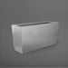 Panama Tapered Rectangle Planter in matte silver against gray background.