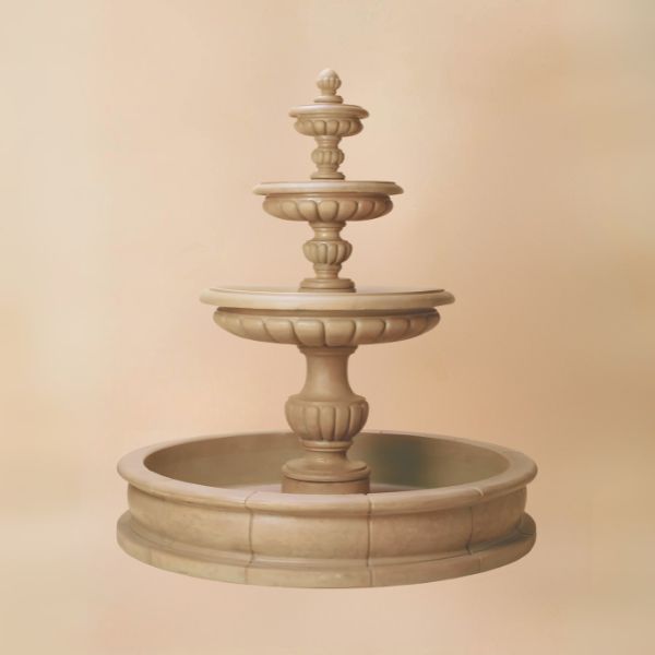Parigi Pond Fountain against brown background.