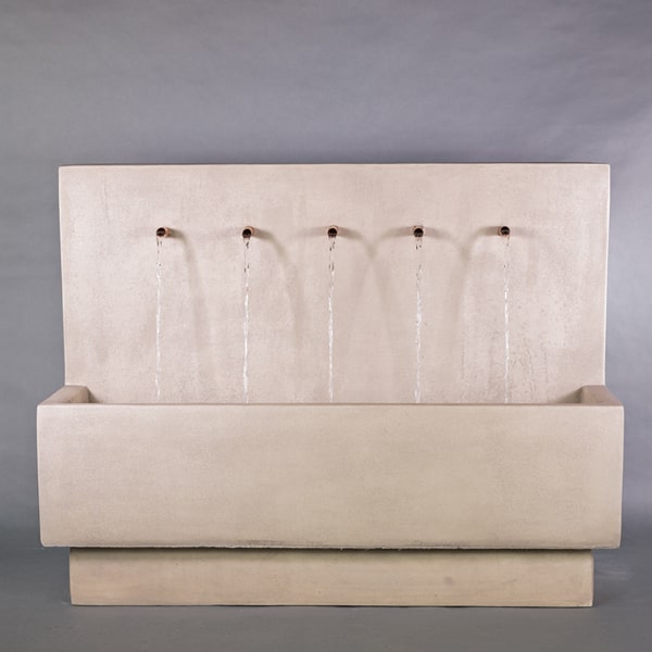 Penta Wall Fountain in action against gray background.