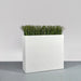 Perth Tall Rectangle Fiberglass Planter on concrete filled with plants.