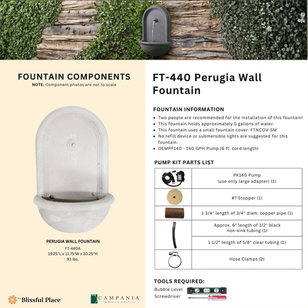 Perugia Wall Fountain Info Sheet