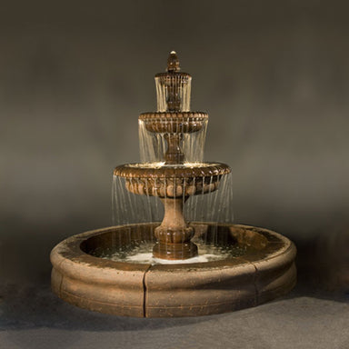 Pioggia Fountain with Fiore Basin running against gray background