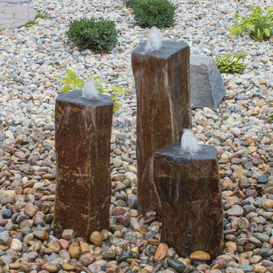 Polished Top Basalt Fountain Kit in action in the backyard