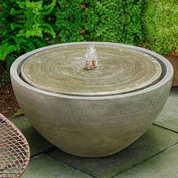 Portola Water Fountain Bubbler in action on stone patio