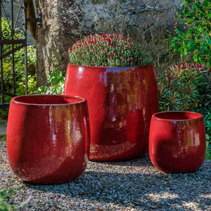 Potrero Planter - Tropic Red - S/3 on gravel filled with plants