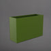 Potsdam Rectangle Fiberglass Planter in satin green against gray background.