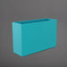 Potsdam Rectangle Fiberglass Planter in satin seafoam green against gray background.