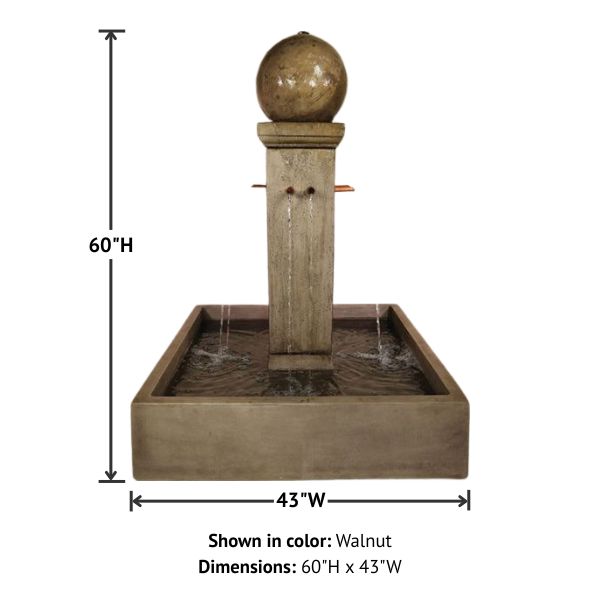Quadrum Courtyard Fountain with Ball with product details.
