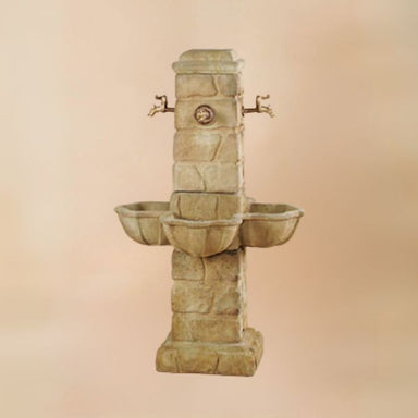 Quattro Rustichella Fountain for 4 Spouts against brown background.