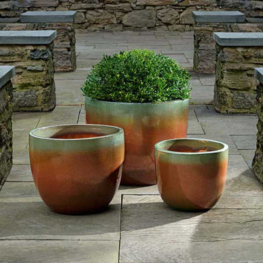 Rafi Planter - Falling Green Sierra - S/3 on concrete filled with plants