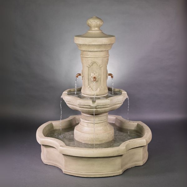 Ravello Pond Fountain against gray background.