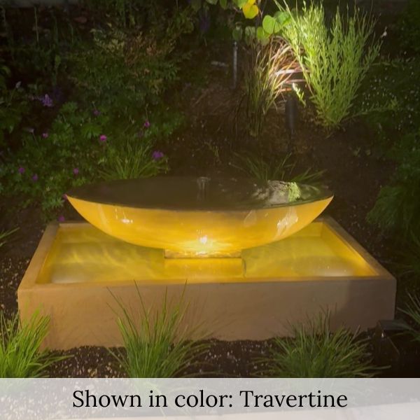Recife Fountain in travertine color in action.
