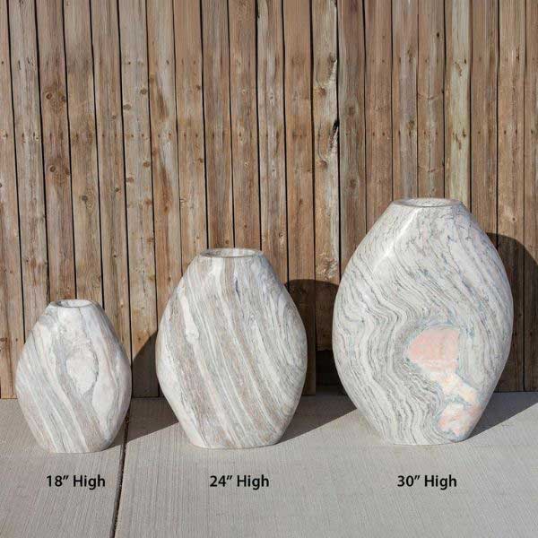 Red Marble Almond Fountain Kit in three sizes on concrete