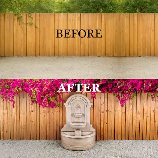 Riviera Wall Fountain before and after.