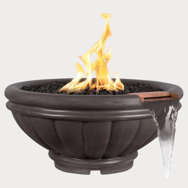 Roma GFRC Fire and Water Bowl, Chestnut against gray background