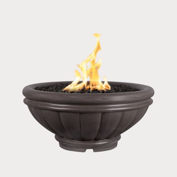 Roma GFRC Fire Bowl, Chestnut against gray background