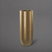 Saint Tropez Tall Bullet Round Fiberglass Planter in gloss metallic gold against gray background.