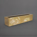 Salon Narrow Rectangle Fiberglass Planter in gloss metallic gold against gray background. 