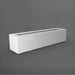 Salon Narrow Rectangle Fiberglass Planter in matte bright white against gray background. 