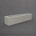 Salon Narrow Rectangle Fiberglass Planter in matte cement grey against gray background. 