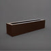 Salon Narrow Rectangle Fiberglass Planter in matte dark brown against gray background. 