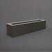 Salon Narrow Rectangle Fiberglass Planter in matte gunmetal against gray background. 