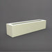Salon Narrow Rectangle Fiberglass Planter in satin beige against gray background. 