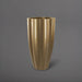 San Jose Tall Fluted Round Fiberglass Planter in gloss metallic gold against gray background.