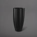 San Jose Tall Fluted Round Fiberglass Planter in matte black against gray background.