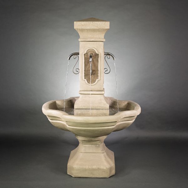 San Pietro Courtyard Fountain against gray background.
