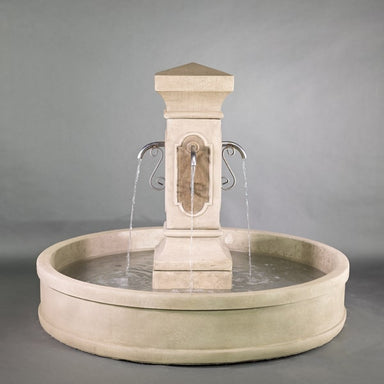 San Pietro Malibu Pond Fountain against gray background.