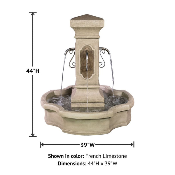 San Pietro Pond Fountain with product details.
