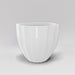 Santa Barbara Fluted Round Fiberglass Planter in gloss bright white against gray background.